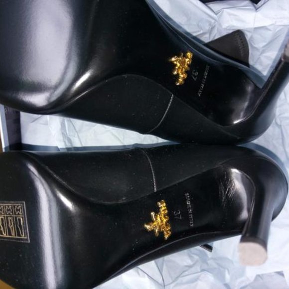 Prada Authentic NVT Black Suede Sock Leather Mary Jane Bootie - Picture 12 of 16